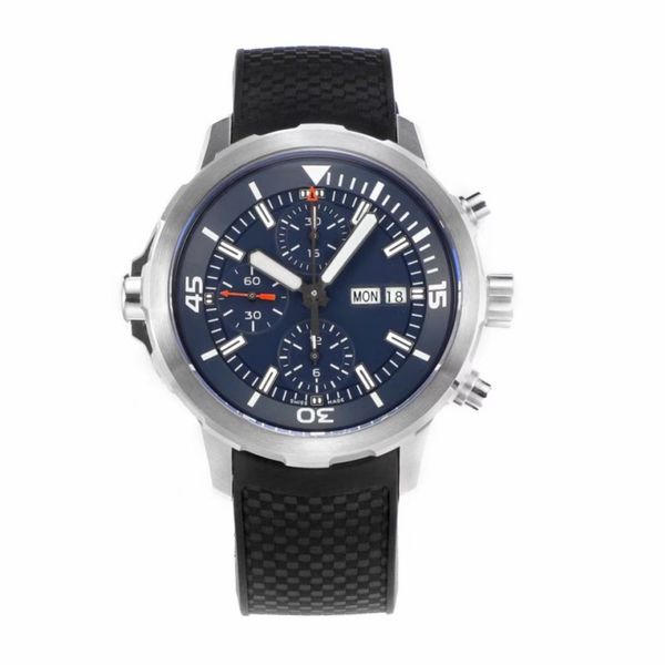 

men's watch fashion 44mm 7750 mechanical chronograph movement 316 stainless steel case rubber strap designer movement watches luminous, Slivery;brown