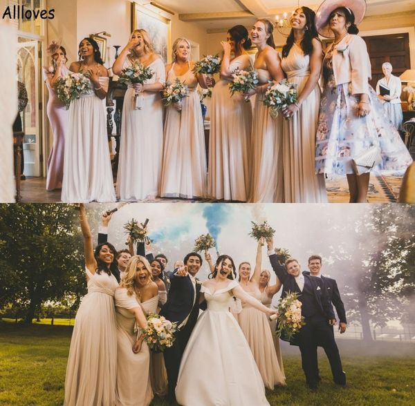 

long convertible bridesmaid dresses flowy chiffon boho summer beach wedding guest prom party gowns plus size women formal party dress maid o, White;pink