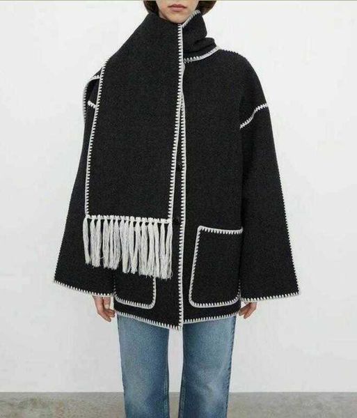 

women's jackets embroidered scarf jacket dark grey melange 6p87, Black;brown