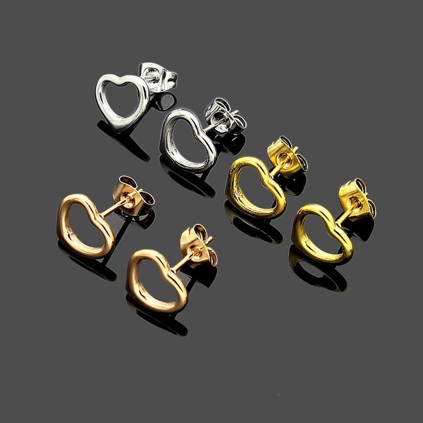 

openwork peach heart stud 18k gold plated luxury brand designer letter earrings geometric famous women minimalist earrings wedding party jew, Golden;silver