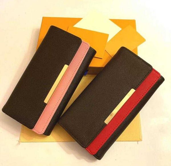 

wholesale designer wallet card holder classic womens handbag clutch fashion coin mans wallets brown leather for women men purse, Red;black
