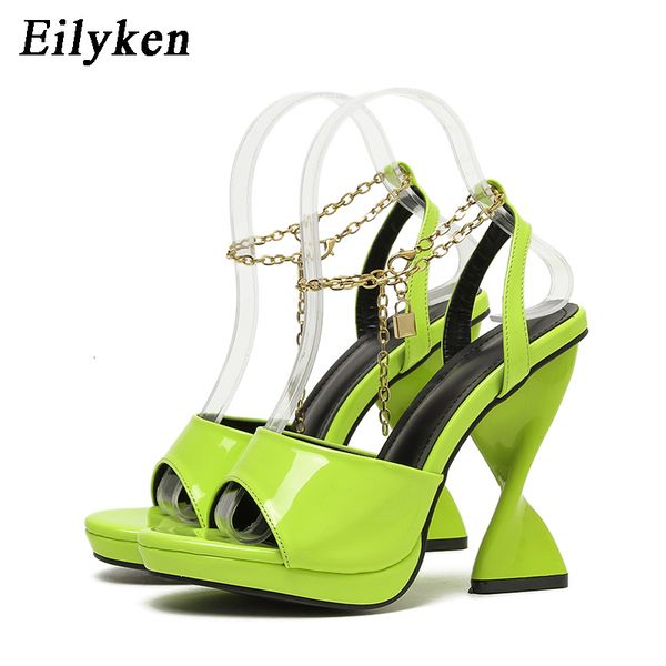 

slippers eilyken gladiator buckle strap high heel platform sandals night club party european american summer chain ladies 221203, Black