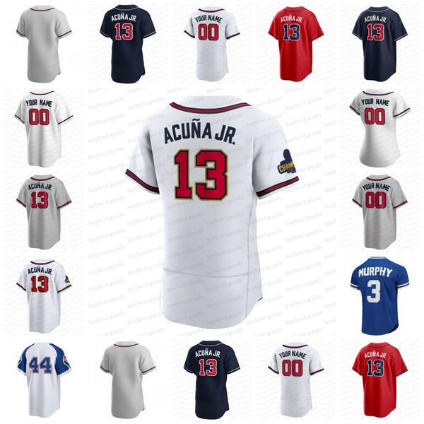 

custom ronald acuna jr. gold program jersey austin riley jersey vaughn grissom ozzie albies matt olson dansby swanson max fried michael harr, Blue;black