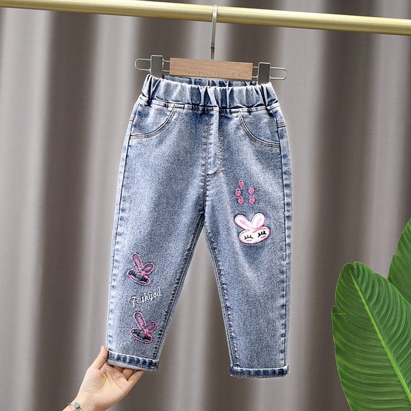 

jeans ienens kids baby girls casual clothes trousers toddler infant denim clothing pants children bottoms 1 2 3 4 5 6 7 years 221203, Blue