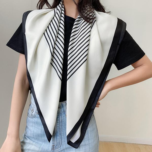 

twill satin silk feeling hair head scarf custom printing woman scarves style printed square scar, Blue;gray