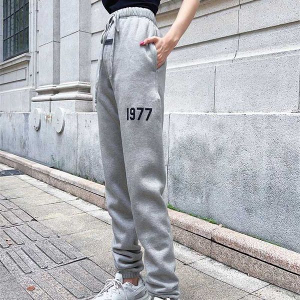 

casual sports pants fog essentials season 8 high street loose sports pants flocked 1977 fashionable sweatpants, Black
