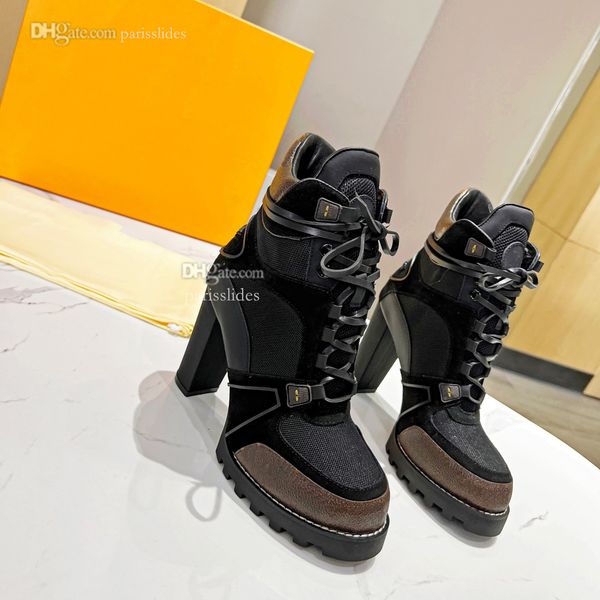 

star trail ankle boot sole boots women designer louiseity leather platform heels luxury viutonity winter booties fdfd, Black