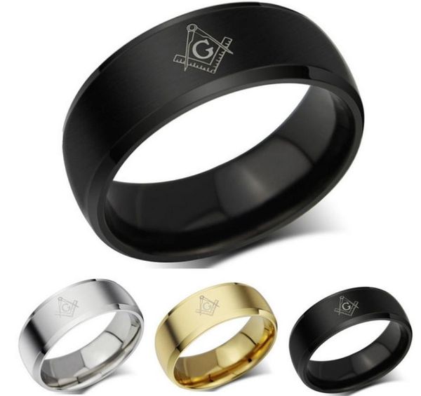 

new 15pcs masonic masons men039s 8mm stainless steel band jewelry rings whole lots gold silver black9004104