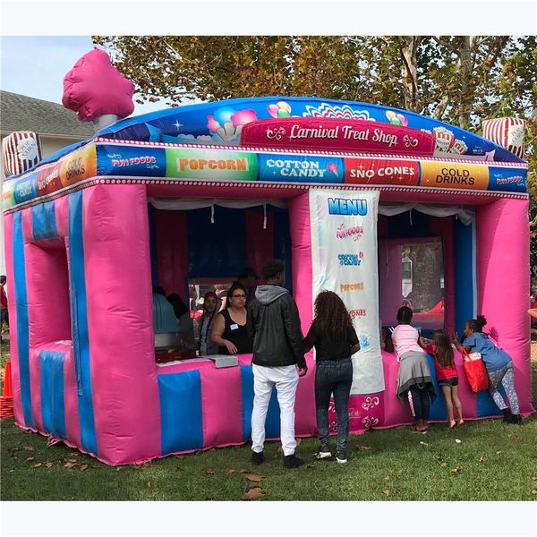 5x3m customized concession stand tent inflatable candy floss ticket changing booth ice cream popcorn cold drink sell room balloon with blowe
