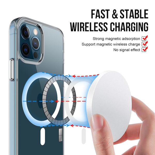 

wireless charging phone case for iphone 14 13 12 11 pro mini max clear matte case