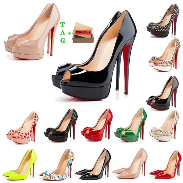 

red-bottoms shoes christians woman red high heels platform peep-toes sandals designers pointed toe reds sole 8cm 10cm 12cm pump bxo, Black