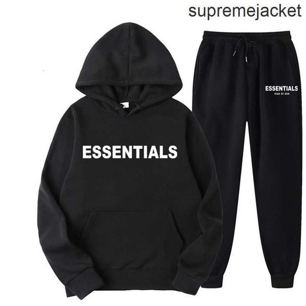 

tracksuits ess spring and autumn new essentials printed sportswear men's casual hoodie sweater set, Gray