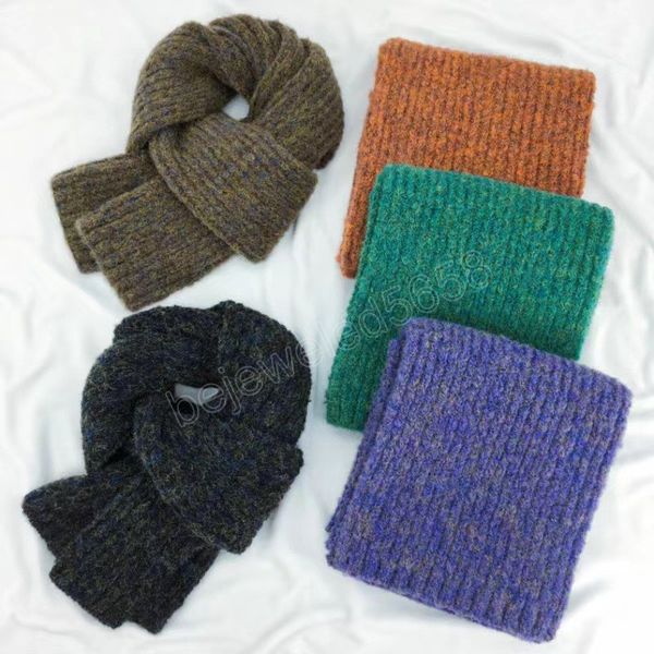 

winter warm neckerchief knitted scarf for women solid color woolen yarn neck wrap shawls korean style elastic cashmere scarf, Blue;gray