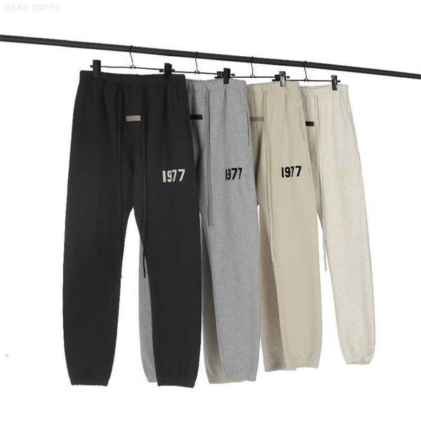 

casual sports pants fog1977 flocked printing trendy high street loose sports leggings essentials plush pants fashionable sweatpants, Black