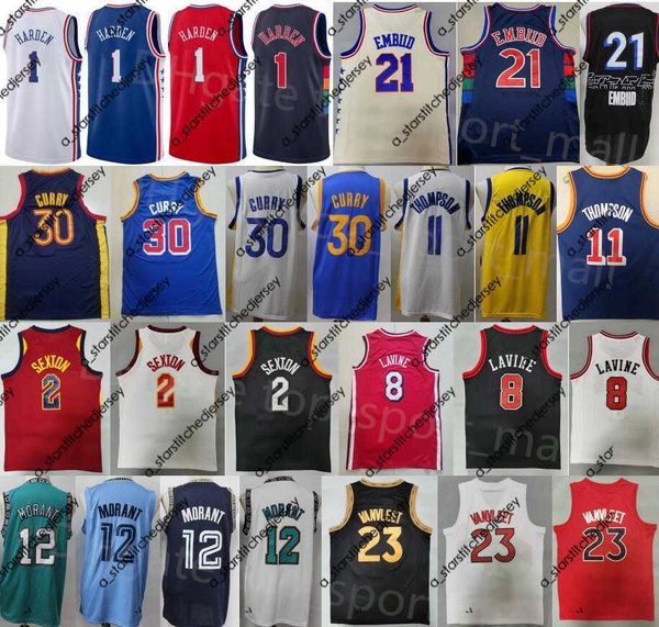 

basketball jerseys stitched good basketball james harden jersey 1 joel embiid 21 stephen curry 30 klay thompson 11 fred vanvleet 23 ja moran, Black;red