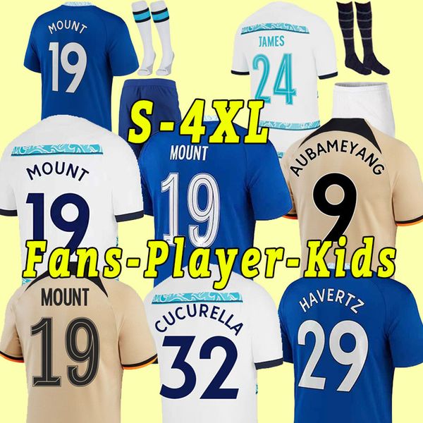

player version cfc sterling 2022 2023 soccer jerseys cucurella 22 23 mount football shirt kante pulisic havertz koulibaly men kids jersey un, Black;yellow