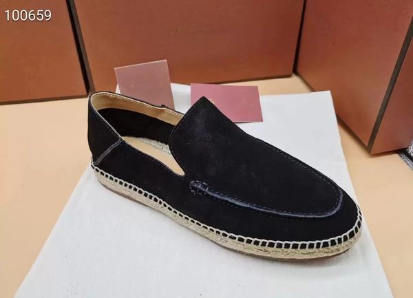 

loro piana shoes leisure sneakers shoe leather mens luxury designer lp summer open walk moccasin newst suede slip 6gmb, Black