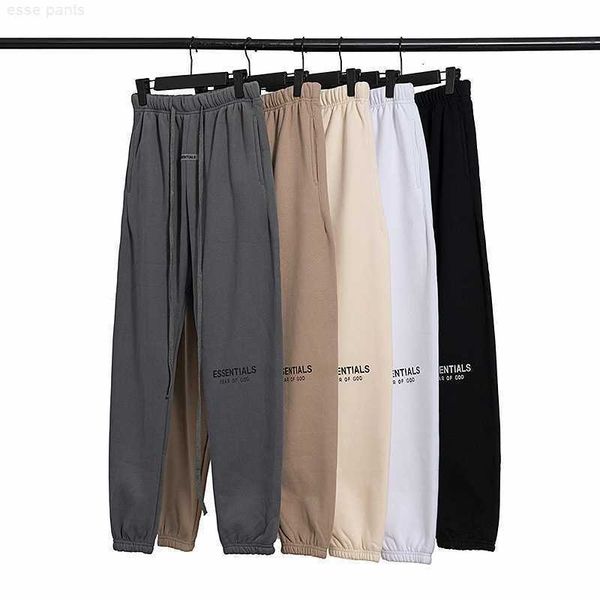 

casual sports pants plush fog double line essentials autumn and winter high street leisure reflective fashionable sweat, Black
