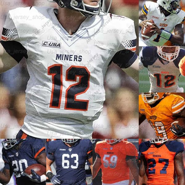 

american college football wear custom utep miners college football jerseys locksley treyvon hughes cowing justin garrett tre'shon wolf, Black