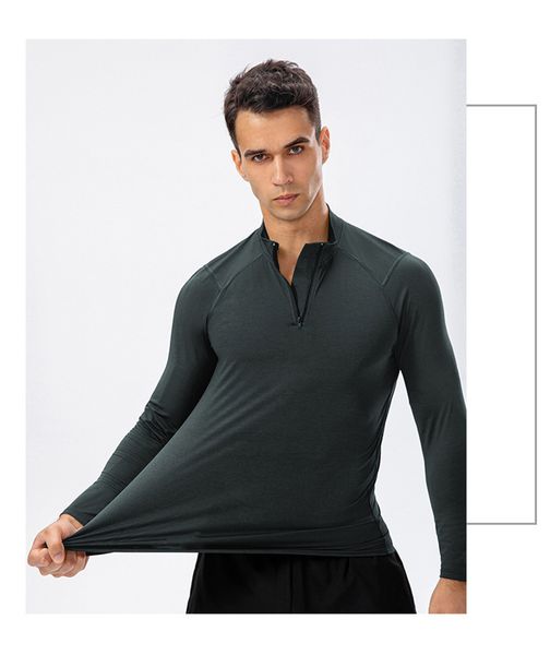 

LL11516 Yoga Outfit Mens Train Basketball Running Gym Tshirt Exercise Fitness Wear Sportwear Loose Shirts Outdoor Tops Long Sleeve Elastic, Dark grey