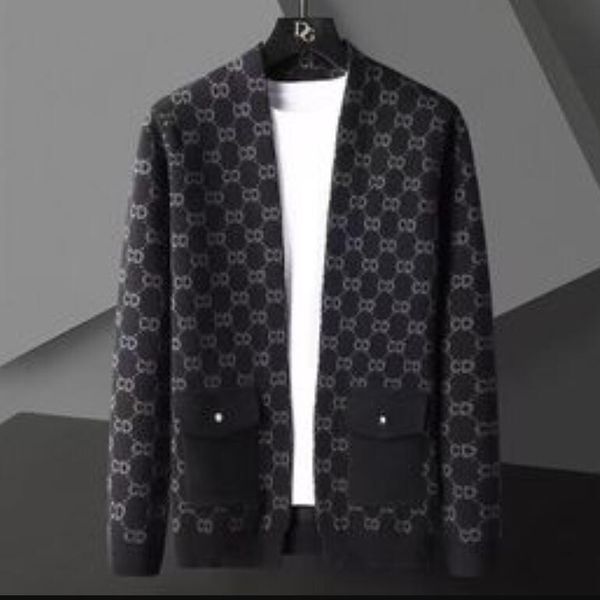 

men's sweaters v-neck new fall winter designer brand luxury knit cardigan loose wool sweater coat, White;black