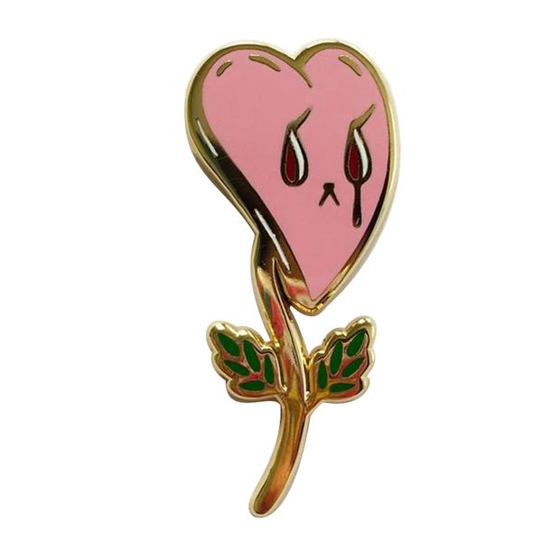 

sad flower pin cute anime movies games hard enamel pins collect metal cartoon brooch backpack hat bag collar lapel badges, Blue