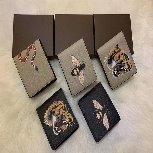 

designer men animal short wallet leather black snake tiger bee wallets women long style purse card holders with gift 316f, Red;black