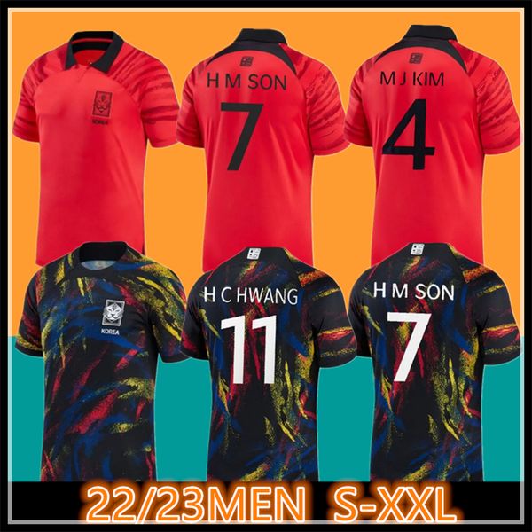 

22/23 south korea soccer jerseys 2022-2023 home red son kim hwang lee jeong sung lee kwon national team shirt football uniform, Black;yellow