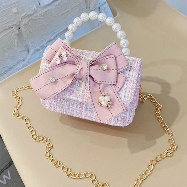 

backpacks fashion girl classic coin purse tweed handbag children wallet small bag cute mouse bow kid money baby shoulder 221203