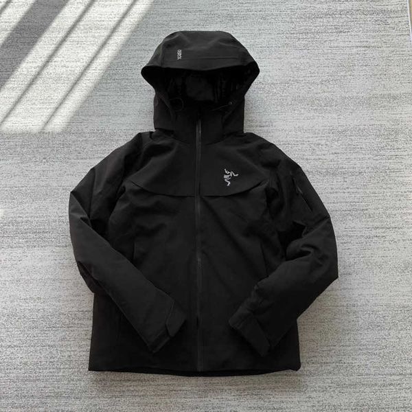 

winter designer down jacket men casual outdoor ski sportswear arc women warm cardigan hooded parka coat 90 gray goose down, Black