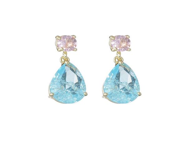 

earrings exploding shallow sea blue pink crystal inlay dangle chandelier diamond t luxury designer jewelry bangle watches women 7423649, Silver