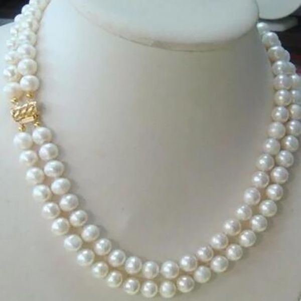 

charming jewelry style 2row 8-9mm akoyareal white pearl necklace, Silver