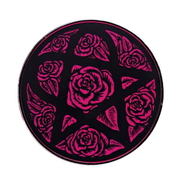 

music enamel pin gothic roses star brooch jewelry badges band pins, Blue