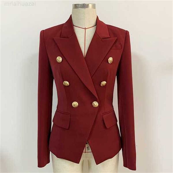 

women's suits blazers white women slim elegant jacket fitting metal lion buttons double breasted femme 220303g7bs, White;black