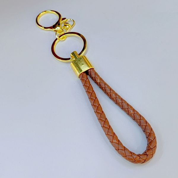 

lanyard keychains rings pu leather woven rope car key chains holder round lobster buckle fashion pendant bag charm gold keyrings gift diy je, Slivery;golden
