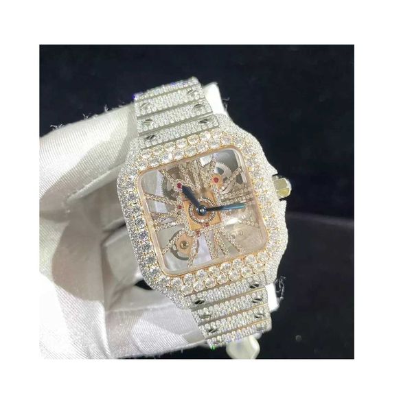 

other watches wristwatches luxury diamond real diamond with igi certificate stainls steel waterproof skeleton mechanical automatic watch, Slivery;black