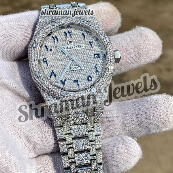 

2023other watches wristwatches vvs1 studded diamond iced out watch with arabic numbers automatic stainls steel diamond studded watchf5ddawqy, Slivery;black