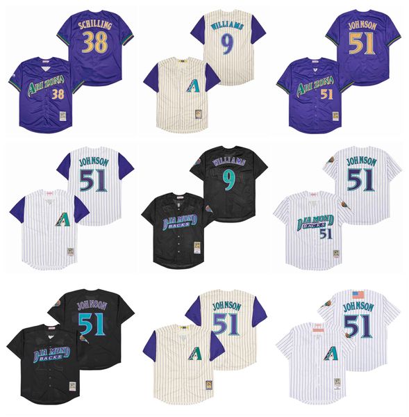 

mitchell and ness throwback randy johnson baseball jersey diamondbacks cooperstown matt williams curt schilling, Blue;black