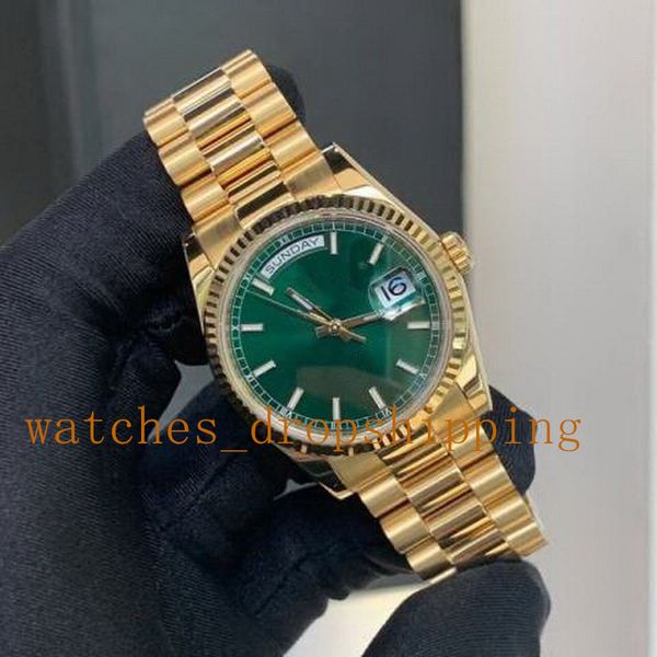 

nf factory watches v5 36mm auto date green dial asia 2813 automatic mechanical stainless steel asia movement president luminous mens wristwa, Slivery;brown