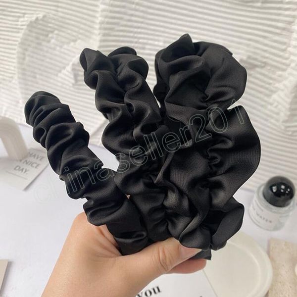 

fashion women headband solid color pleated hairband casual turban autumn headwear girls travel hair accessories, Silver