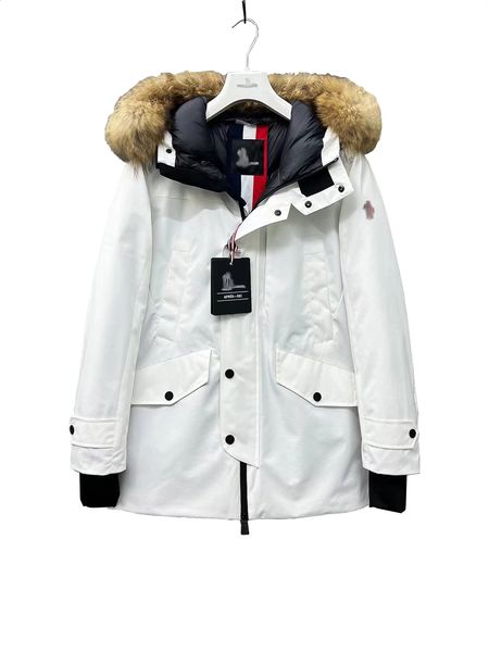 

men down jackets designer hooded outerwear winter outdoor keep warm windproof waterproof coat high-end fashion classic italy luxury, Black
