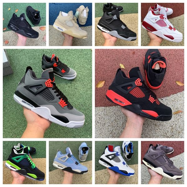 

jumpman retro 4 basketball shoes mens women 4s sail white oreo midnight navy a ma maniere university blue military black cat infrared bred r
