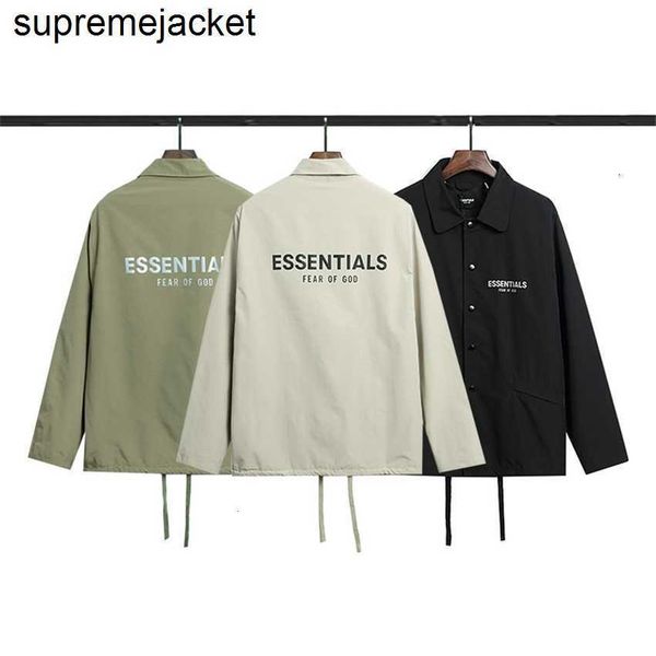 

brand jacket feel of god double line essentials reflective letter jacket windbreaker men's and women's love coat, Black;brown
