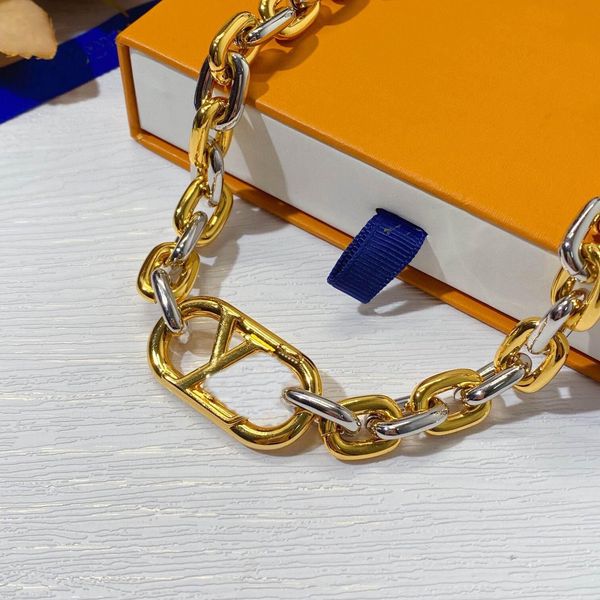 

2022 charm pendant necklace with two colors plated for women wedding jewelry gift have box stamp choker ps7557, Silver