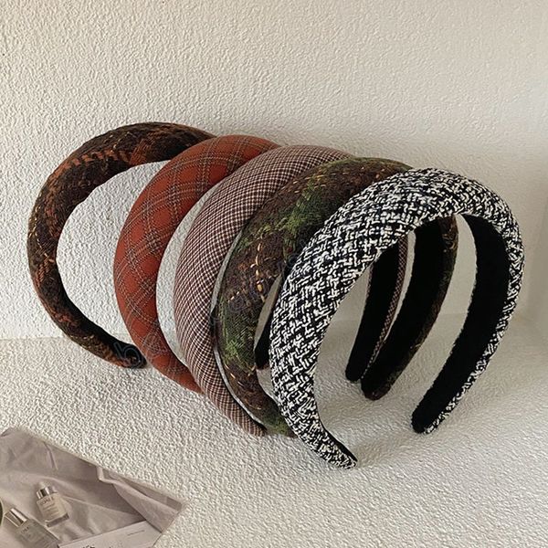 

plaid sponge headband fashion hair accessories for women trend casual temperament hairband hair band girl headwea, Slivery;white