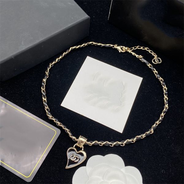 

wedding designer leather string necklace love stud earrings designer jewelry with box, Silver