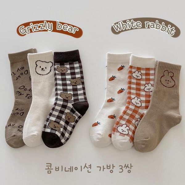 

leggings tights 3pair a lot children socks baby boys girls cute bear rabbit print born toddler kids anti slip floor sockings 221203, Blue