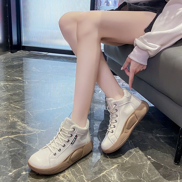 

winter new designer boots thick soled rocking shoes versatile fashion high small white shoes casual retro, Black