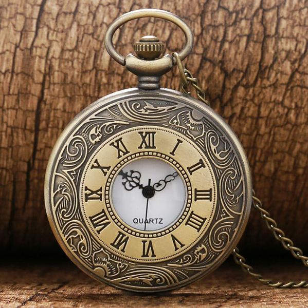 

antique steampunk vintage roman numerals quartz pocket watch multicolor case necklace pendant clock chain men's women, Slivery;golden