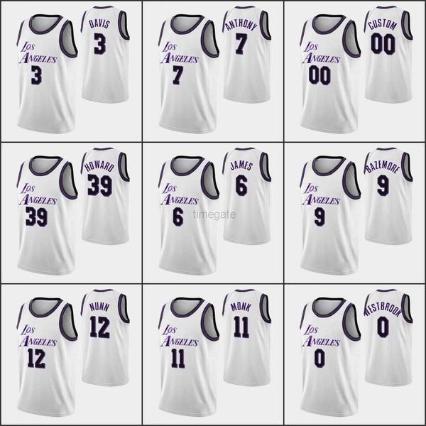 

college basketball wears los angeles''lakers''men russell westbrook lebron james carmelo anthony malik monk anthony davi, Black